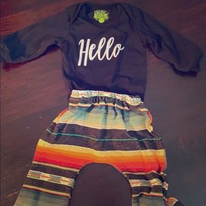 Serape pants and black onesie